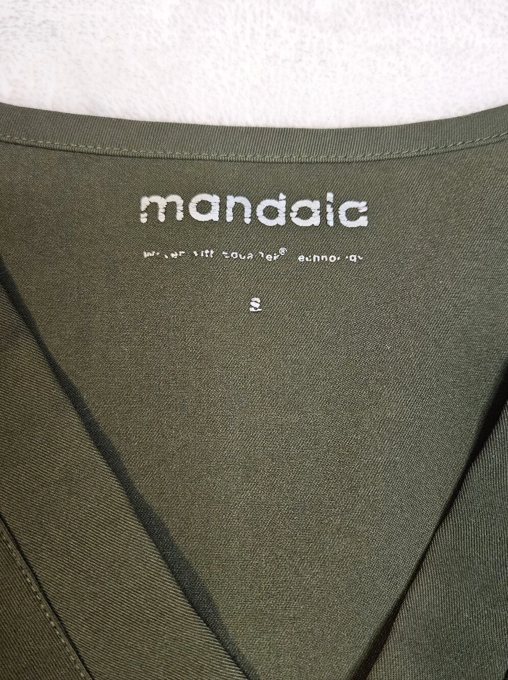 Mandala Scrubs - One Pocket V-Neck Scrub Top - Olive - Picture 3 of 5